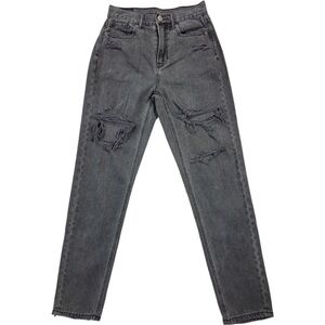 ✅ American Eagle Woman’s washed out black distressed mom jeans size 00 Regular